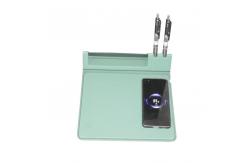 China Customized Logo Magnetic Multifunctional Rectangle Pu Leather Wireless Charging Foldable Mouse Pad supplier