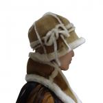 Keep Warm Australian Shearling Womens Hat Gloves Scarf Set Sheepskin Double Face for sale