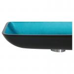 Tempered Glass Blue Rectangle Vessel Sink 560 * 360 * 110mm With Faucet