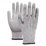 Anti Slip / Cut Resistant 13 Gauge Grey PU Coated Palm Work Gloves For Protection And Customized Design for sale