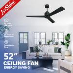 Contemporary Black Solid Wood Ceiling Fan 52 With Remote Control for sale