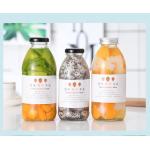 Round Glass Beverage Bottle 300ml 350ml 500ml Yoghurt Milkshake Milk With Label for sale