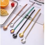 Eco Friendly Metal Spoon Straws , 304 Stainless Steel Drinking Straws for sale