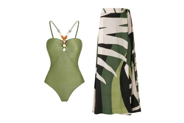 Swimming Pool Three Piece Swimwear for Summer Season in Nylon