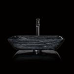 Rectangular Tempered Glass Sink Vessel Bathroom CNC Engraving Hot Melt for sale