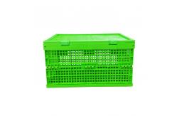 China Customized Green PP Plastic Folding Crate Mesh Body + Solid Bottom supplier