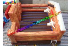 China Thrilling Inflatable Mechanical Bull With Mattress / Inflatable Games Redeo Riding Bull Machine supplier