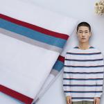Knitted Striped Cotton Fabric Double Yarn For Long Sleeve Clothes for sale