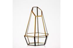 China Custom Large Crystal Vases , Clear Gold Geometric Vase Metal + Glass Material supplier