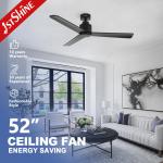 Timer Included 52 Inch/OEM Pure Copper DC Black Wooden Ceiling Fan with Remote Control for sale