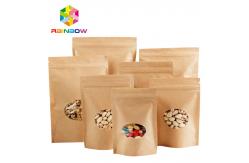China Stand Up k Kraft Customized Paper Bags With Polyethylene And Clear Window supplier
