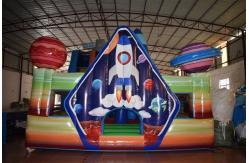 China Spaceship Inflatable Fun City With Fence Wall Around / Party City Bounce House supplier
