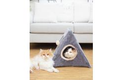 China Linen Portable 42cm Short Plush Cat House Indoor supplier