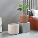 Frost Resistant Patio Fiber Clay Planters Round Shape