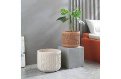 China Frost Resistant Patio Fiber Clay Planters Round Shape supplier