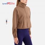 China Female Leisure Half Zipper Push Up Thickening Yoga Jacket manufacturer