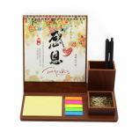 Custom Logo Wooden Printable Desk Calendar With Pencil Holder for sale