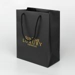 Paperboard Black Custom Paper Shopping Bag With Soft Handle for sale