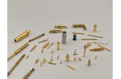 China CNC Lathe Machined Pins Round Copper Contact Pins With Gold Plating Electric Power supplier