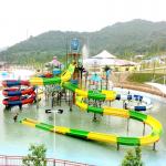 Family Friendly Fiberglass  Outdoor Water Playground With Water Slides For All Ages for sale