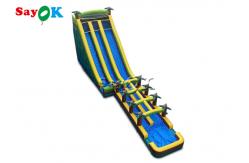 China Large Multi Channel  PVC Inflatable Bouncer Slide With Pool supplier