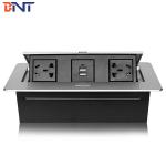 110V~240V  Rated  Voltage  Silver Furniture Pop Up Multimedia Socket Zinc  Alloy  With  2*Universal  Power  Plug / 2* US for sale