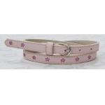 Pink Round Tip Kids Fashion Belts With Punching Shiny PU Flowers 1.5cm Width for sale