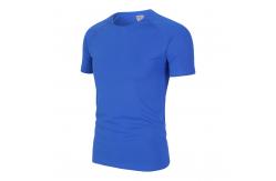 China ODM Embroidered 240gsm Round Neck T Shirt Polyester Blank Blue Plain T Shirts supplier