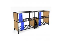 China Hotel double decker curtain bed steel bunk beds with middle ladder and locker supplier
