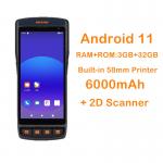 Rugged PDA Android 11 Mobile Terminal Handheld 2D Barcode Printer with 8MP Front Camera and Private Mold for sale