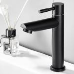 Lever Handle Single Handle Lavatory Faucet SN Matte Black Cold Only Faucets for sale