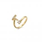 Trendy gold plated letter ring