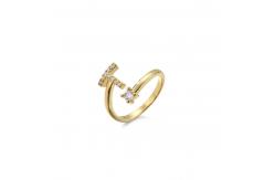 China Trendy gold plated letter ring supplier