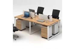 China 4 Way Linear Straight Office Desk Wood Modular Workstation Table supplier
