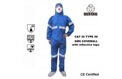 China Cat III Reflective Disposable Painters Coveralls Disposable Isolation Coveralls Type 5/6 supplier
