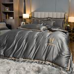 Customized Polyester Silky Bedding Set High Luxury Solid Color Duvet Cover Sheet for sale