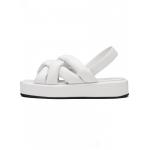 Reinforced OEM White Platform Sandals Flat With Adjustable Slingback Straps