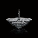 Circular Handmade Crystal Wash Basins Vessel Glass Bathroom Funnel Shaped Smoke Gray for sale
