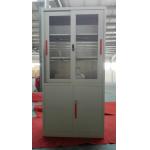 Glass/steel door swing open steel cupboard cabinet Knocked down structure/white/grey color/cam lock for sale