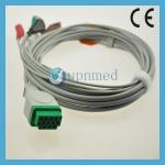 GE-Marquette One-piece 5-Lead ECG Cable with leadwires, AHA, Snap,11pin for sale