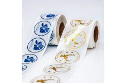 China Transparent Waterproof Round Label Stickers Printing With Silver Golden Foil Text supplier