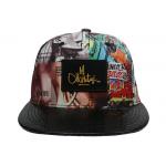 ACE Graffiti Pattern Applique Flat Brim Snapback Hats For Women 5 Panels