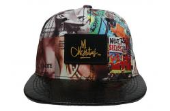 China ACE Graffiti Pattern Applique Flat Brim Snapback Hats For Women 5 Panels supplier