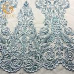 Customized Embroidered Mesh Lace Fabric Sequins Decoration For Women Dress for sale