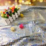 Iridescent Holographic Lurex Metallic Sequin Fabric 112cm Width Heavyweight