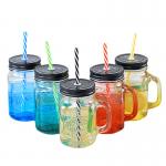500ml Heat Resistant Thick Colorful Glass Mason Jar Cup for sale