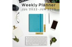 China Softcover Weekly Planner Donau Blue With Yearly Monthly Daily Schedule supplier