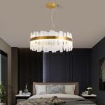 Remote Control Glass Modern Crystal Chandeliers Polished Chrome Finish for sale