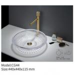Vessel Shape Luxury Crystal Glass Basin Sink Counter Top Round for Bathroom for sale