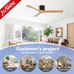 Residential Wooden Blades Ceiling Fan with 52 Inch Flush Mounting and Remote Control